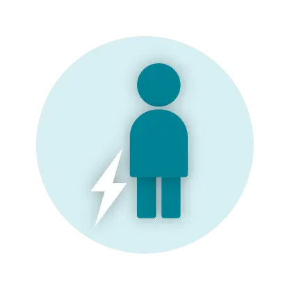 person standing with lightning bolt icon